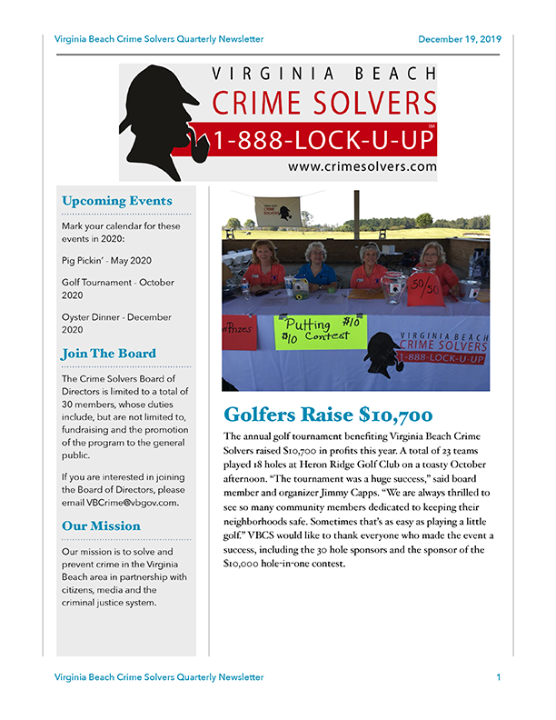 2019-12-19 VB Crime Solvers Newsletter